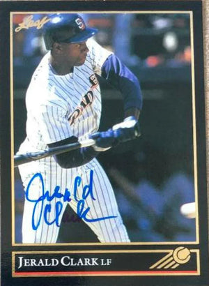 Jerald Clark Signed 1992 Leaf Black Gold Baseball Card - San Diego Padres