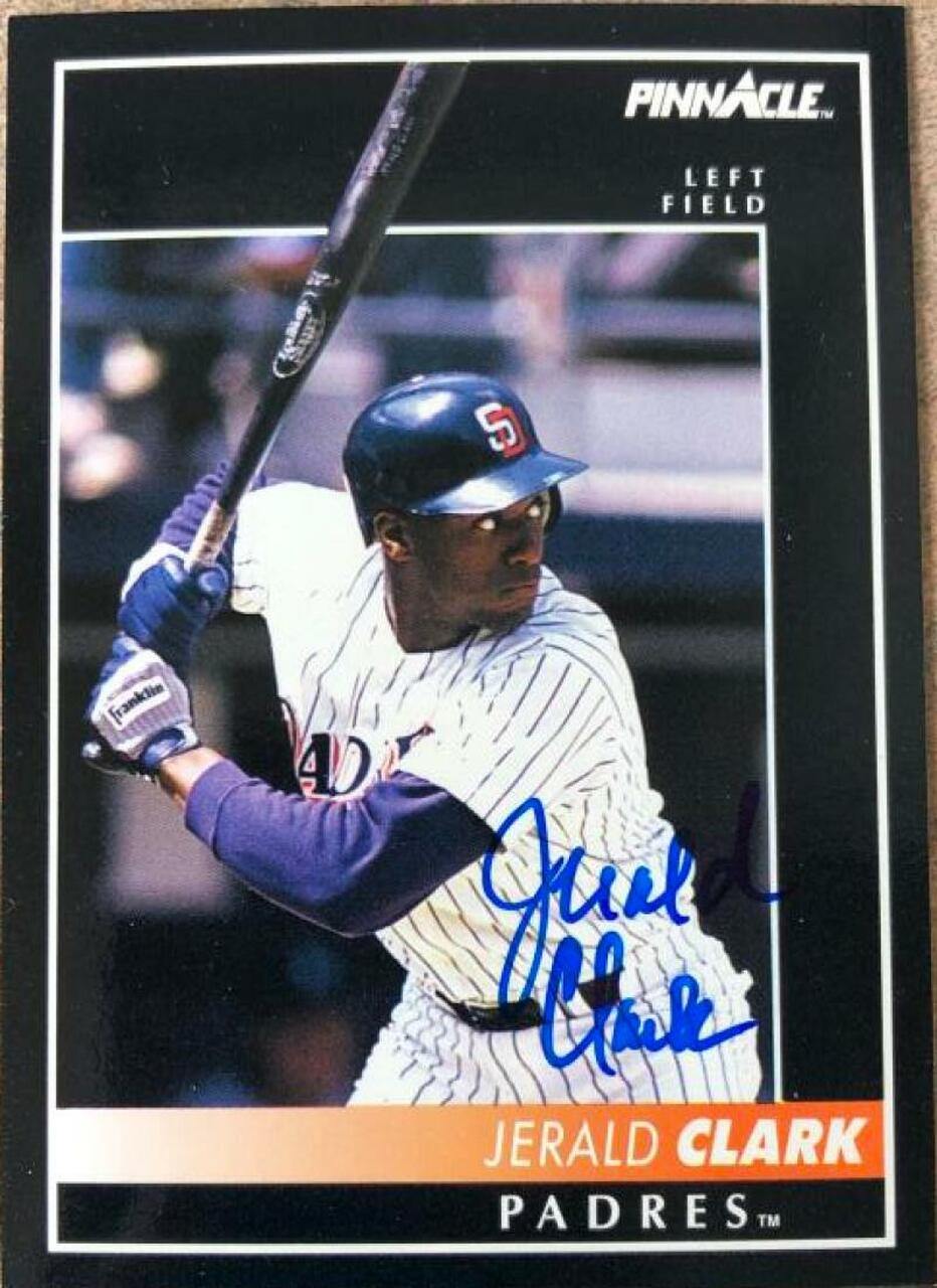 Jerald Clark Signed 1992 Pinnacle Baseball Card - San Diego Padres - PastPros