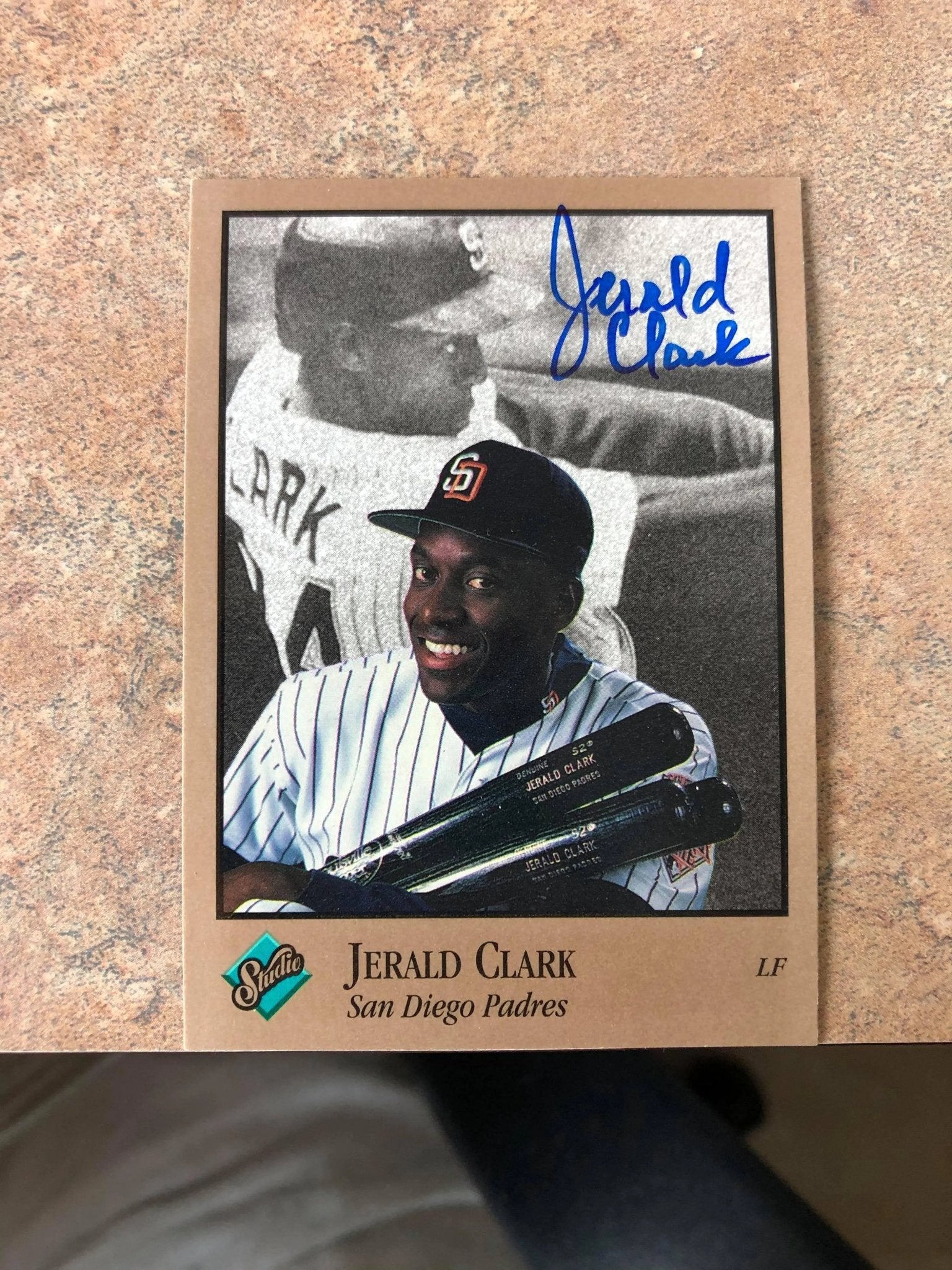 Jerald Clark Signed 1992 Studio Baseball Card - San Diego Padres
