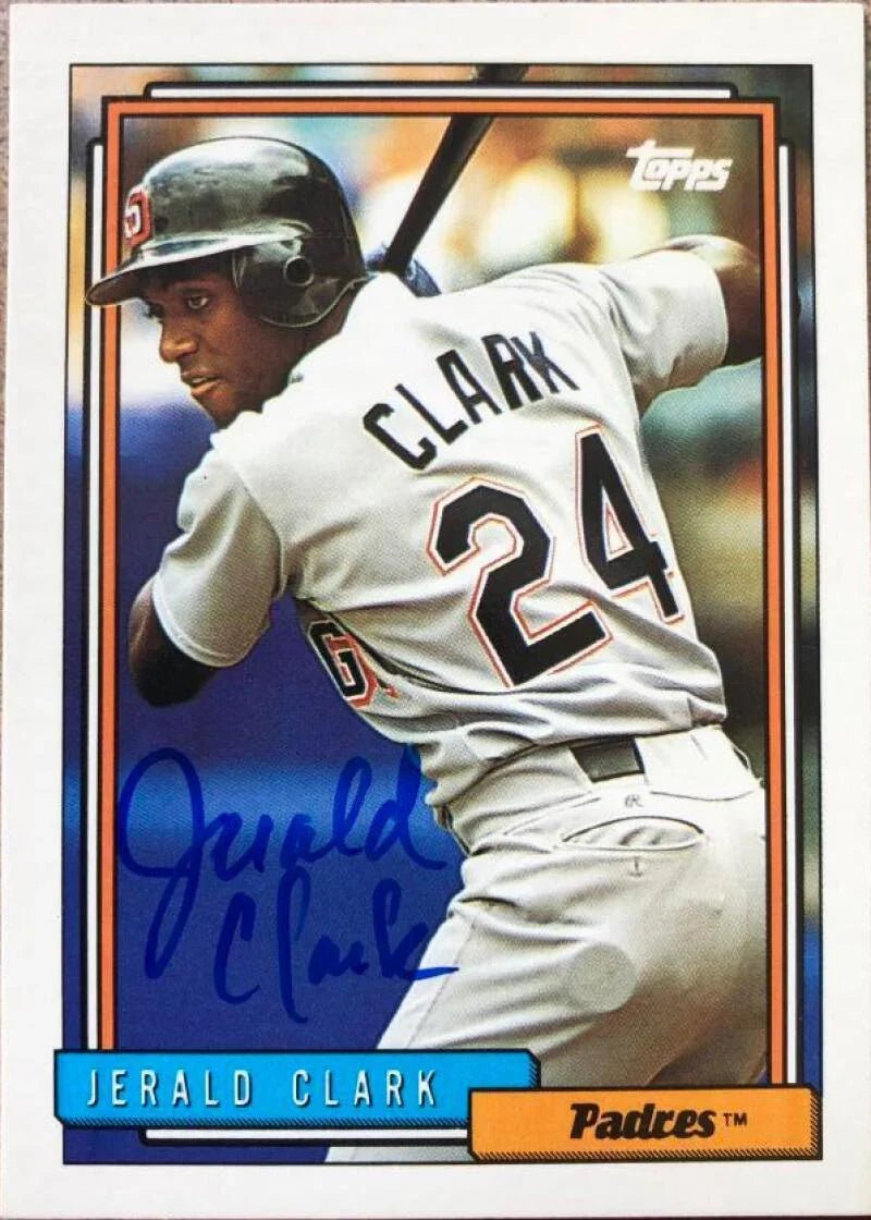 Jerald Clark Signed 1992 Topps Baseball Card - San Diego Padres