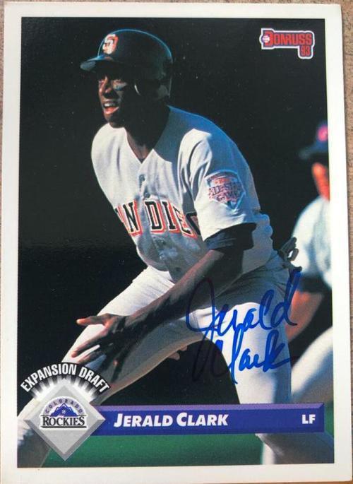 Jerald Clark Signed 1993 Donruss Baseball Card - San Diego Padres - PastPros