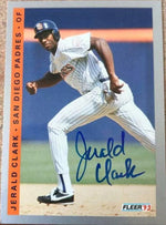 Jerald Clark Signed 1993 Fleer Baseball Card - San Diego Padres