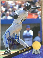 Jerald Clark Signed 1993 Leaf Baseball Card - Colorado Rockies