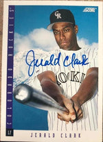 Jerald Clark Signed 1993 Score Baseball Card - Colorado Rockies