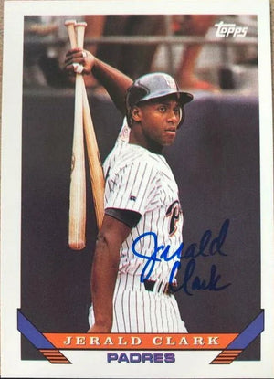 Jerald Clark Signed 1993 Topps Baseball Card - San Diego Padres