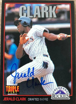 Jerald Clark Signed 1993 Triple Play Baseball Card - San Diego Padres