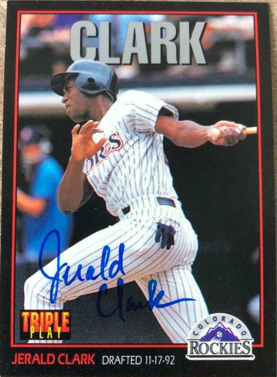 Jerald Clark Signed 1993 Triple Play Baseball Card - San Diego Padres - PastPros