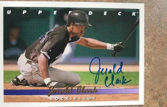 Jerald Clark Signed 1993 Upper Deck Baseball Card - Colorado Rockies