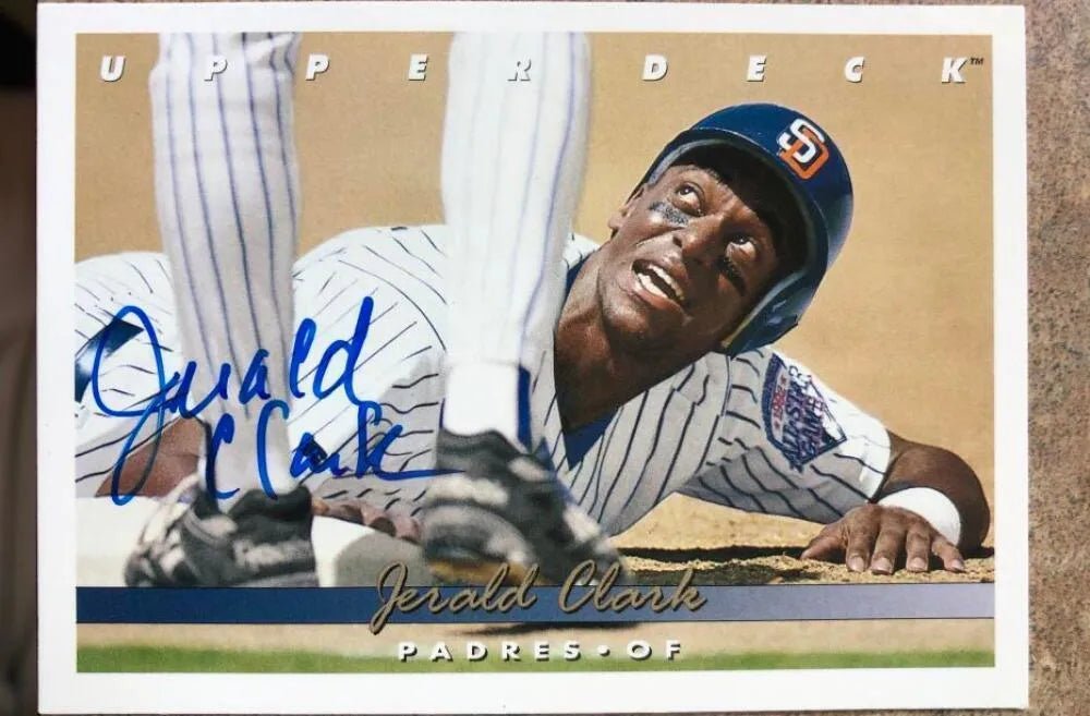 Jerald Clark Signed 1993 Upper Deck Baseball Card - San Diego Padres