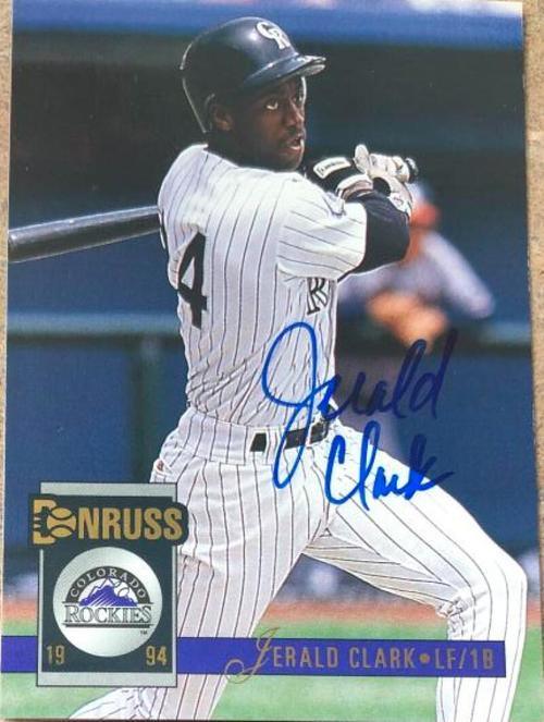 Jerald Clark Signed 1994 Donruss Baseball Card - Colorado Rockies - PastPros