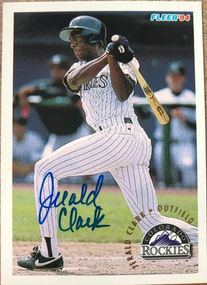 Jerald Clark Signed 1994 Fleer Baseball Card - Colorado Rockies
