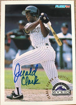 Jerald Clark Signed 1994 Fleer Baseball Card - Colorado Rockies - PastPros