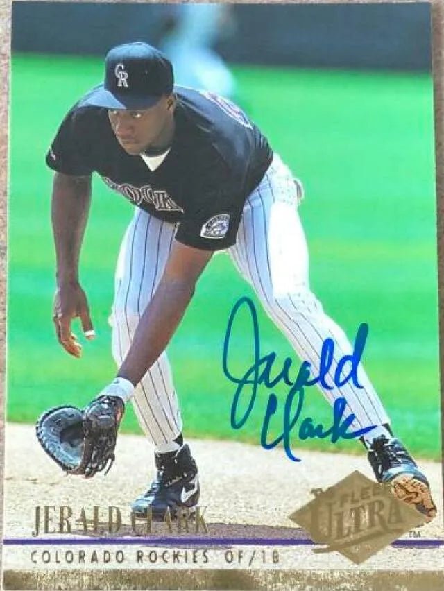 Jerald Clark Signed 1994 Fleer Ultra Baseball Card - Colorado Rockies