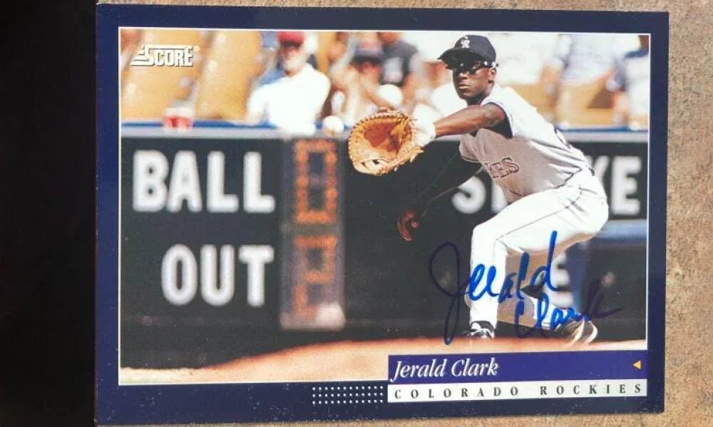 Jerald Clark Signed 1994 Score Baseball Card - Colorado Rockies