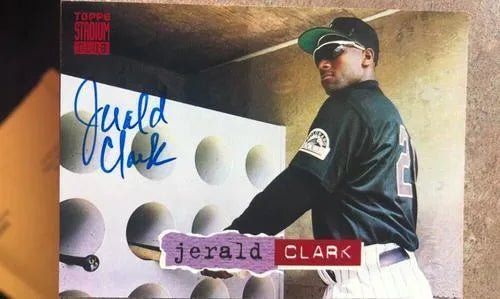 Jerald Clark Signed 1994 Stadium Club Baseball Card - Colorado Rockies