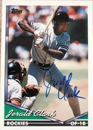 Jerald Clark Signed 1994 Topps Baseball Card - Colorado Rockies