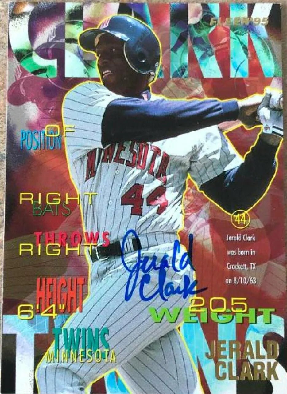 Jerald Clark Signed 1995 Fleer Update Baseball Card - Minnesota Twins