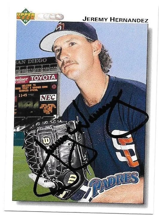 Jeremy Hernandez Signed 1992 Upper Deck Baseball Card - San Diego Padres