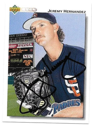 Jeremy Hernandez Signed 1992 Upper Deck Baseball Card - San Diego Padres