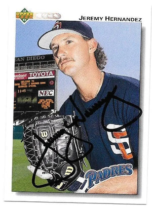 Jeremy Hernandez Signed 1992 Upper Deck Baseball Card - San Diego Padres - PastPros