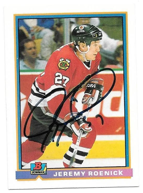 Jeremy Roenick Signed 1991-92 Bowman Hockey Card - Chicago Blackhawks - PastPros