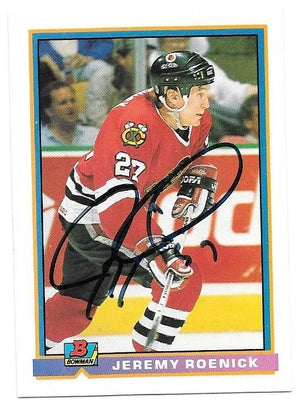 Jeremy Roenick Signed 1991-92 Bowman Hockey Card - Chicago Blackhawks - PastPros