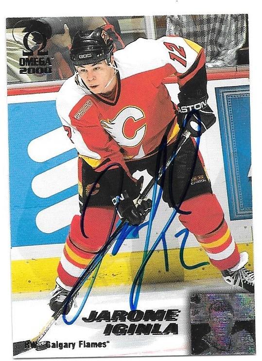 Jerome Iginla Signed 1999-00 Omega Hockey Card - Calgary Flames - PastPros