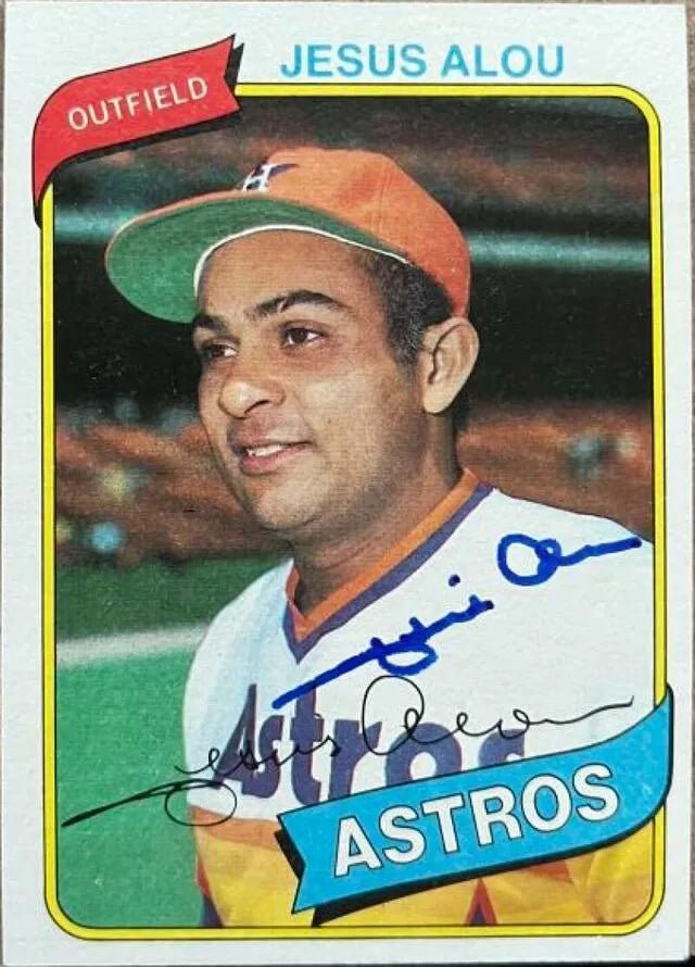 Jesus Alou Signed 1980 Topps Baseball Card - Houston Astros