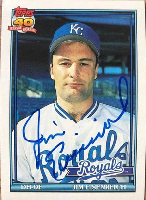 Jim Eisenreich Signed 1991 Topps Baseball Card - Kansas City Royals