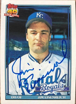 Jim Eisenreich Signed 1991 Topps Baseball Card - Kansas City Royals - PastPros