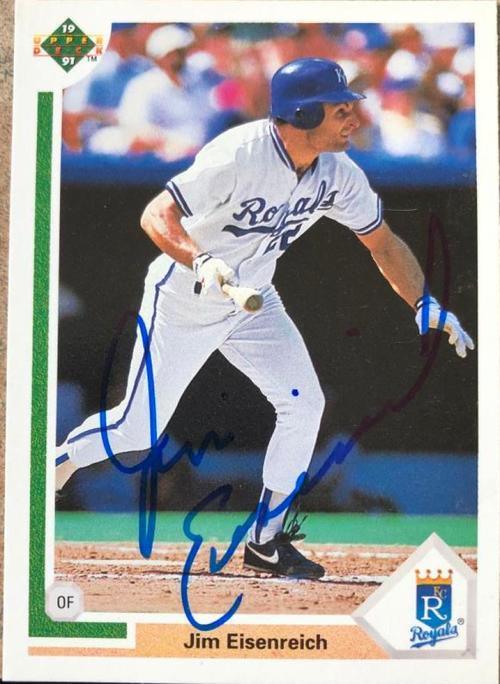 Jim Eisenreich Signed 1991 Upper Deck Baseball Card - Kansas City Royals - PastPros