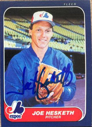 Joe Hesketh Signed 1986 Fleer Baseball Card - Montreal Expos - PastPros