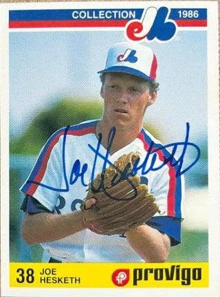 Joe Hesketh Signed 1986 Provigo Baseball Card - Montreal Expos