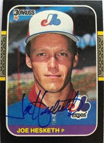 Joe Hesketh Signed 1987 Donruss Baseball Card - Montreal Expos