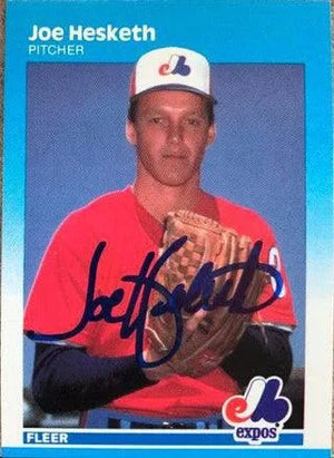 Joe Hesketh Signed 1987 Fleer Baseball Card - Montreal Expos