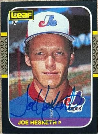 Joe Hesketh Signed 1987 Leaf Baseball Card - Montreal Expos