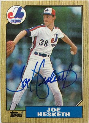 Joe Hesketh Signed 1987 Topps Baseball Card - Montreal Expos - PastPros