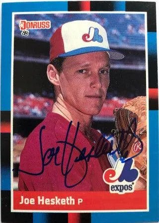 Joe Hesketh Signed 1988 Donruss Baseball Card - Montreal Expos