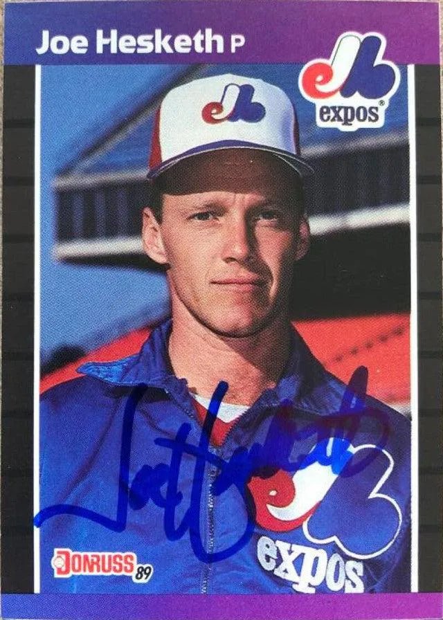 Joe Hesketh Signed 1989 Donruss Baseball Card - Montreal Expos
