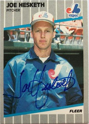 Joe Hesketh Signed 1989 Fleer Baseball Card - Montreal Expos - PastPros