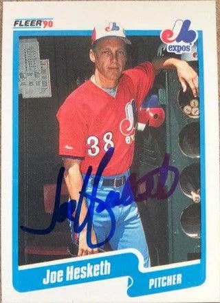 Joe Hesketh Signed 1990 Fleer Baseball Card - Montreal Expos