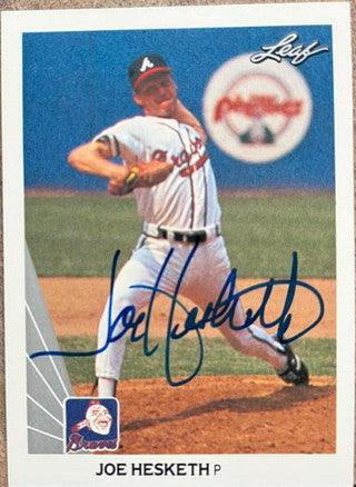 Joe Hesketh Signed 1990 Leaf Baseball Card - Atlanta Braves - PastPros