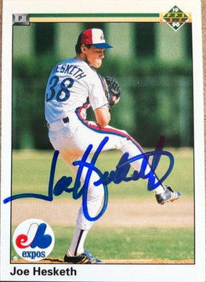 Joe Hesketh Signed 1990 Upper Deck Baseball Card - Montreal Expos - PastPros