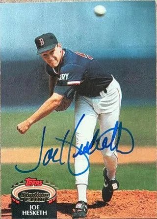 Joe Hesketh Signed 1992 Stadium Club Baseball Card - Boston Red Sox
