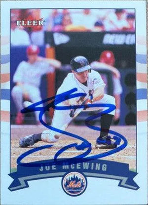 Joe McEwing Signed 2002 Fleer Baseball Card - New York Mets - PastPros