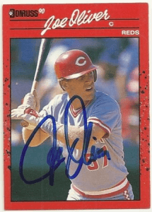 Joe Oliver Signed 1990 Donruss Baseball Card - Cincinnati Reds - PastPros