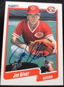 Joe Oliver Signed 1990 Fleer Baseball Card - Cincinnati Reds