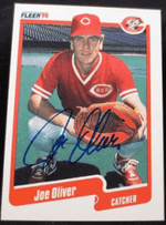 Joe Oliver Signed 1990 Fleer Baseball Card - Cincinnati Reds - PastPros