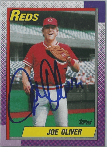 Joe Oliver Signed 1990 Topps Baseball Card - Cincinnati Reds - PastPros