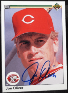 Joe Oliver Signed 1990 Upper Deck Baseball Card - Cincinnati Reds - PastPros